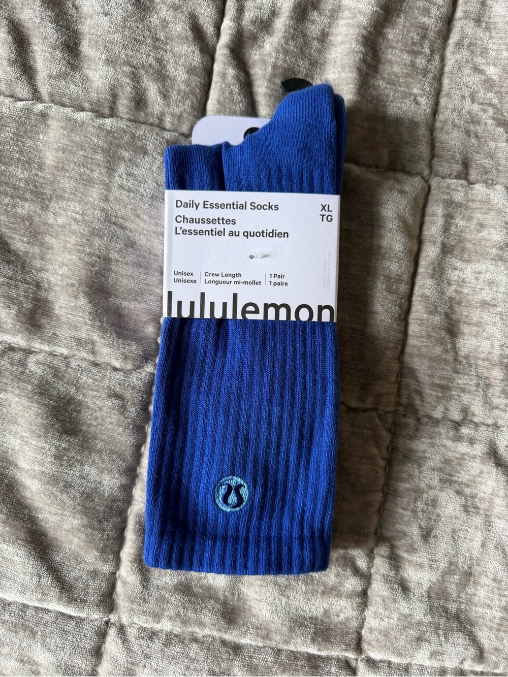Lululemon XL Royal Blue Ribbed Crew Socks
